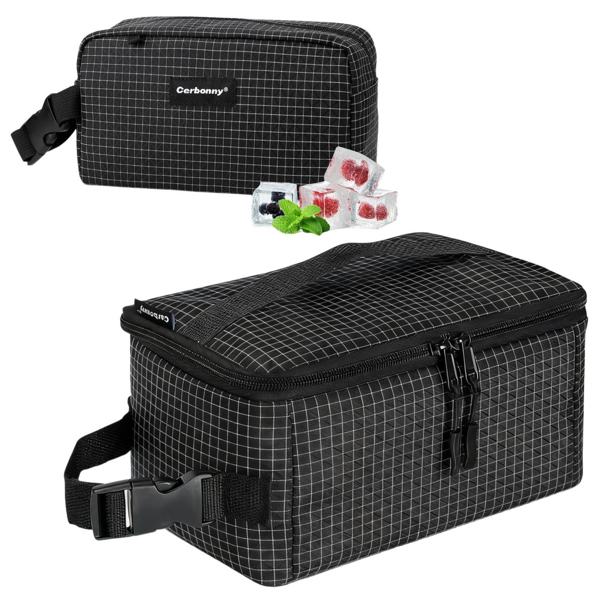 Cerbonny Freezable Bag Set - Square 3 Cans & Double Handles 6 Cans - Built in Detachable Gel Packs