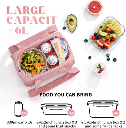 Cerbonny Freezable Lunch Bag - 6L Capacity with 4 Detachable Ice Packs