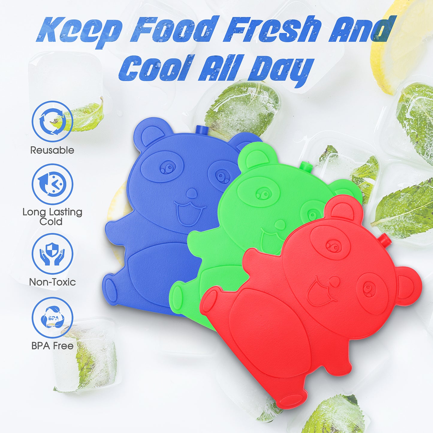 Cerbonny Lunch Box lce Packs (4-Pack) - Panda