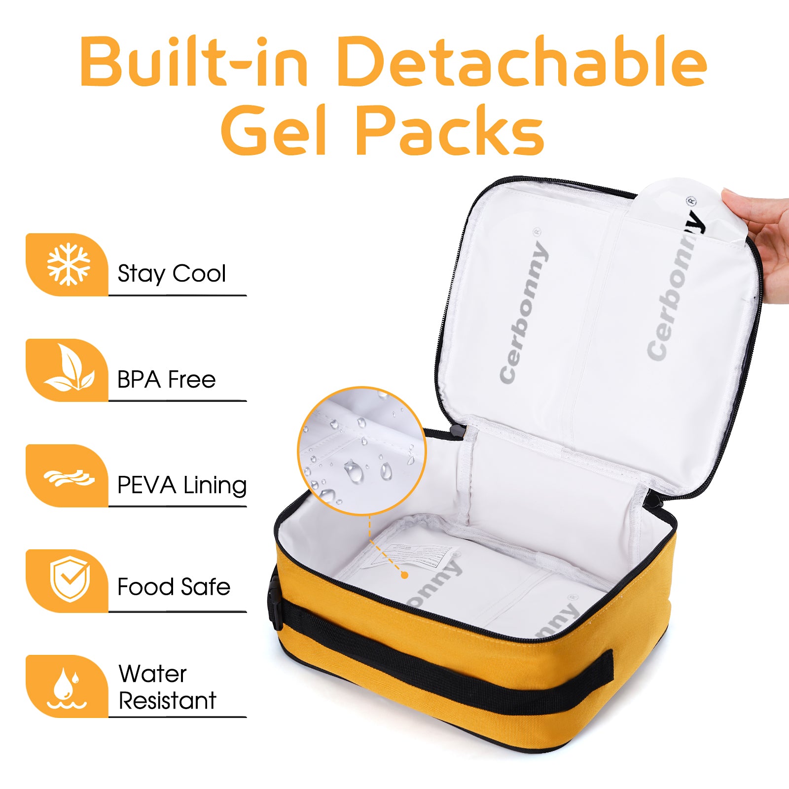 built indetachable gel packs