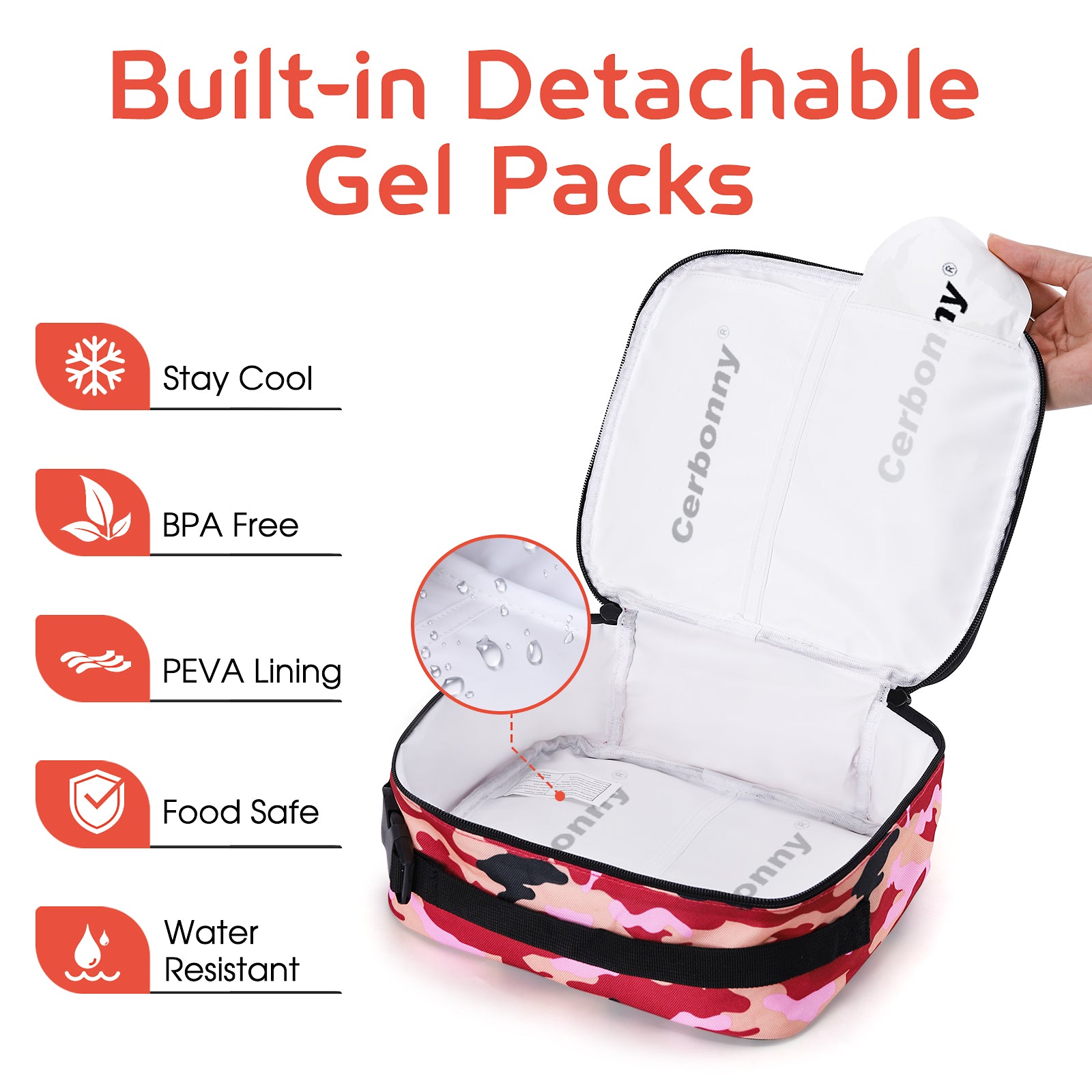 built indetachable gel packs