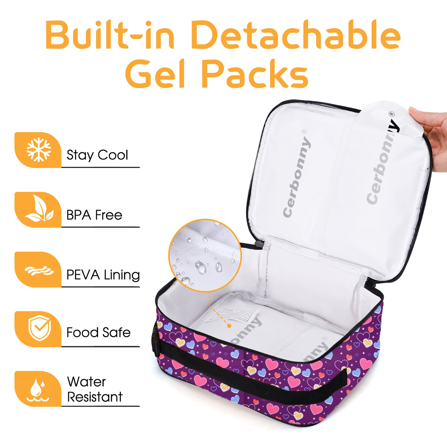 built indetachable gel packs